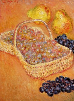 The painting Basket of Grapes, Quinces and Pears