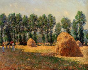 The painting Haystacks at Giverny