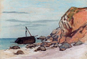 The painting Saint-Adresse, Beached Sailboat