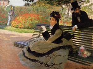 The painting The Bench also known as Camille Monet on a Garden Bench