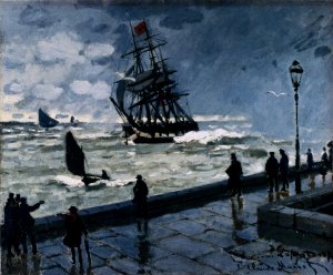 The painting The Jetty At Le Havre, Bad Weather